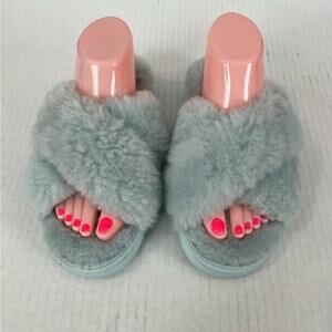 NEW Fireside by Dearfoams Women's Newcastle Crossband  Shearling Slide Slipper 8